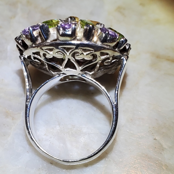 Huge ring citrine, green peridot, amethyst size 7 - Picture 7 of 11